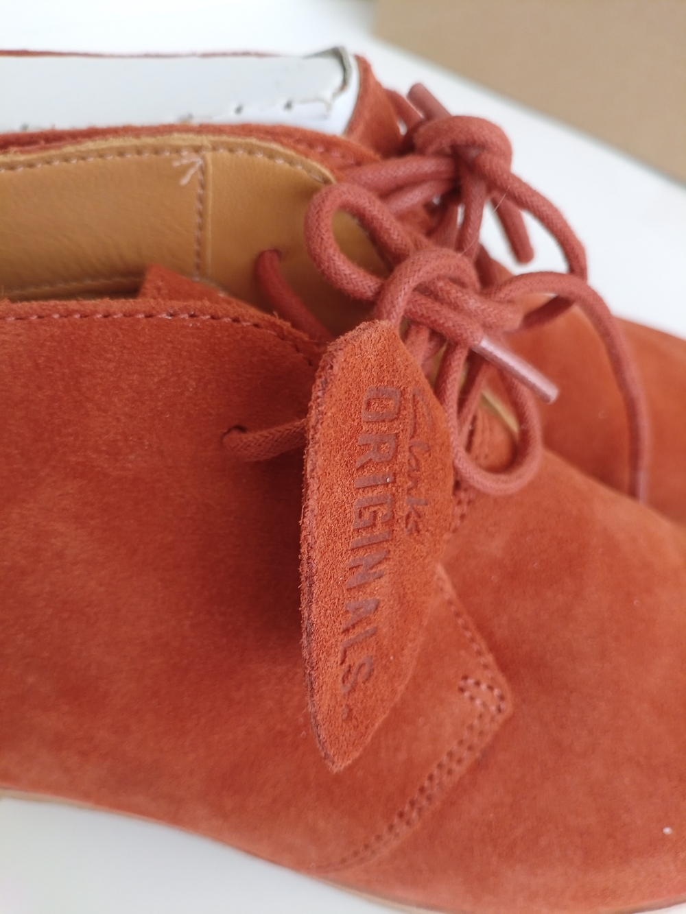 Clarks Original Phenia Desert Orange Suede Lace-Up Desert Boots Womens Size 7.5M - Picture 8 of 16